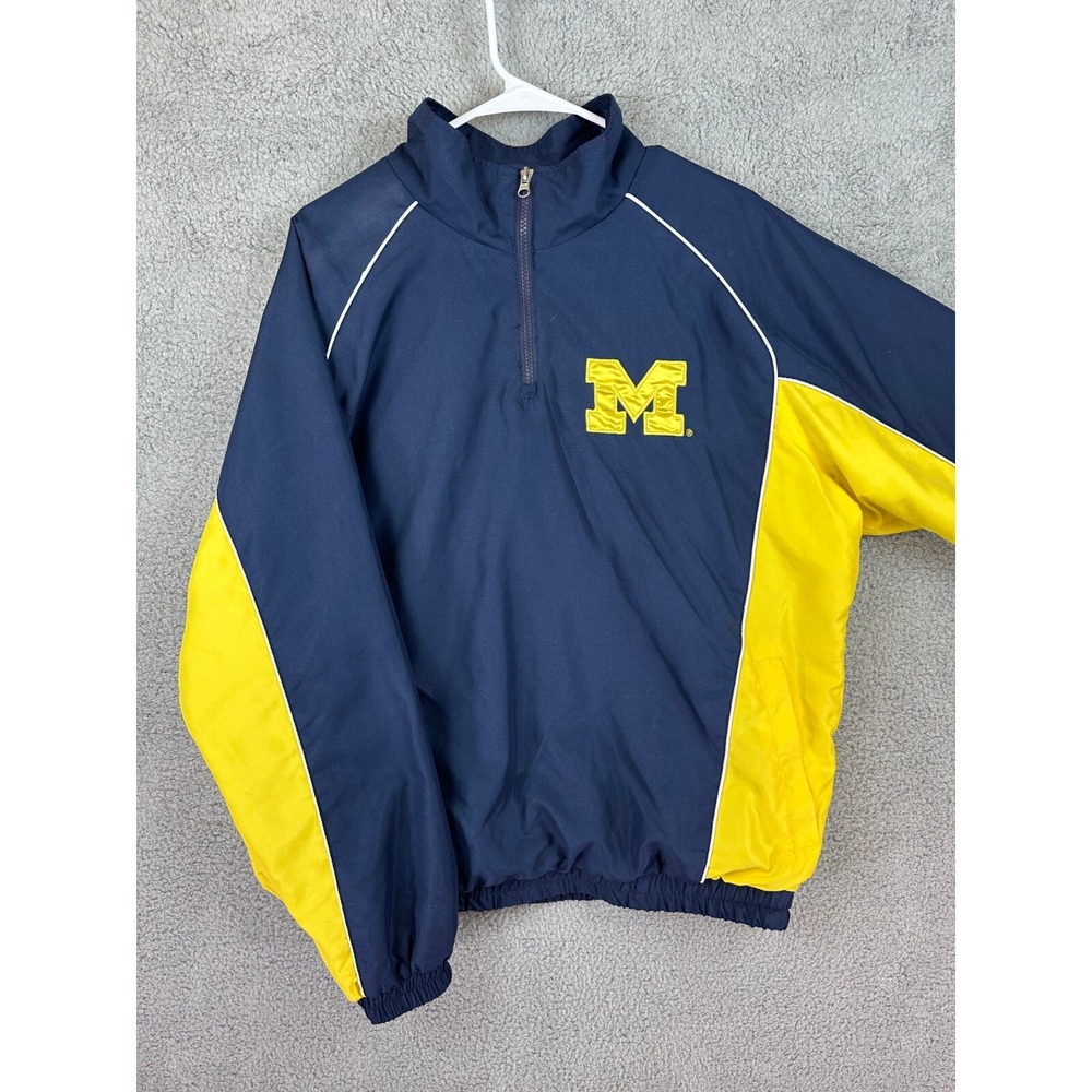 Vtg‎ Michigan Wolverines 58 Sports Jacket Men L Blue Lined Full Zip Windbreaker